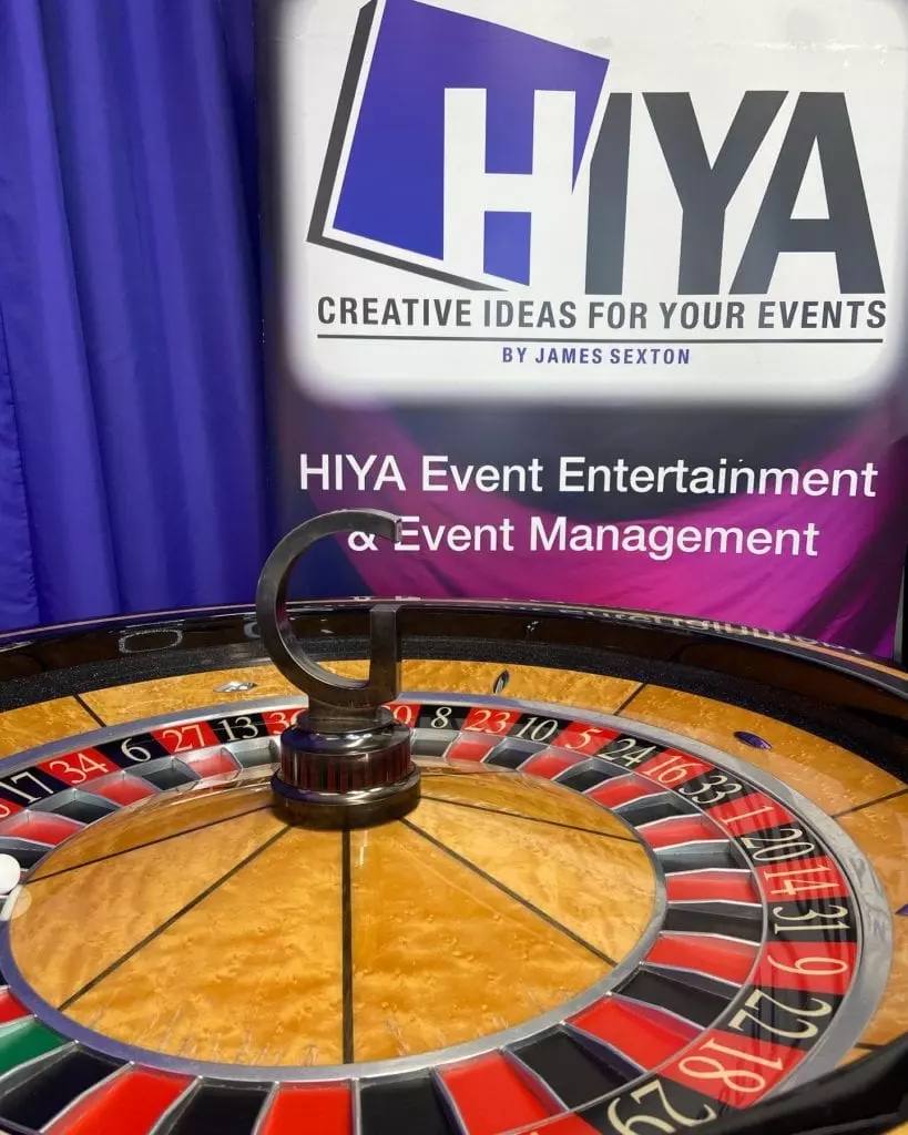 Roulette wheel at HIYA casino night | event management company